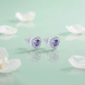 Ocean Colour Silver Earrings In Heart Shape.