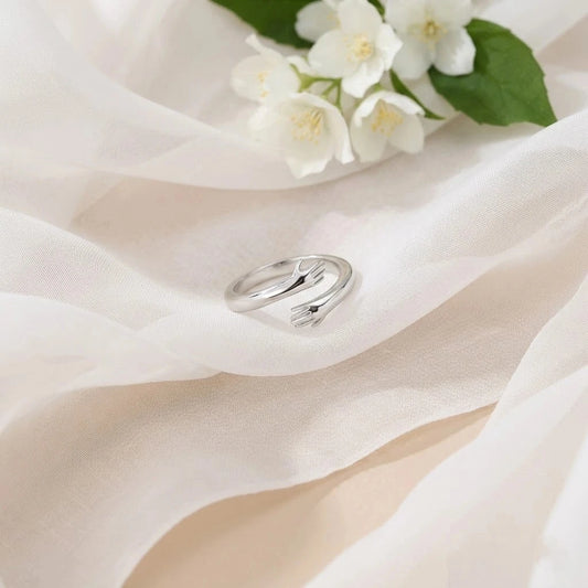Open Arms Silver Hug Ring