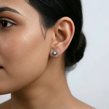 Oxidised Silver Pearl Earrings for Women & Girls