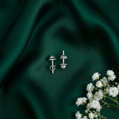 Oxidised Silver Pearl Earrings for Women & Girls