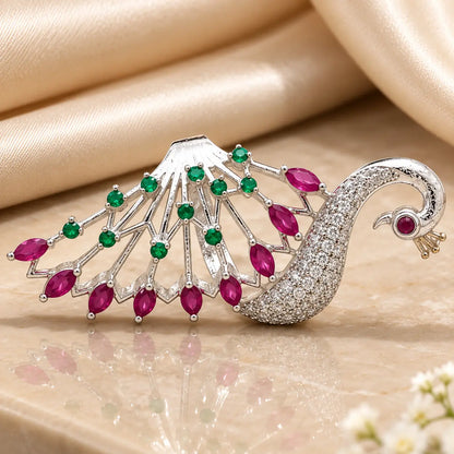 Silver Beauty Of Peacock Girls Ring