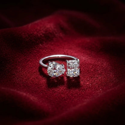 Pear Cut & Radiant Cut Diamond Toi et Moi Open Ring for Women
