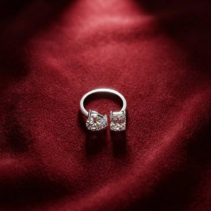 Pear Cut & Radiant Cut Diamond Toi et Moi Open Ring for Women