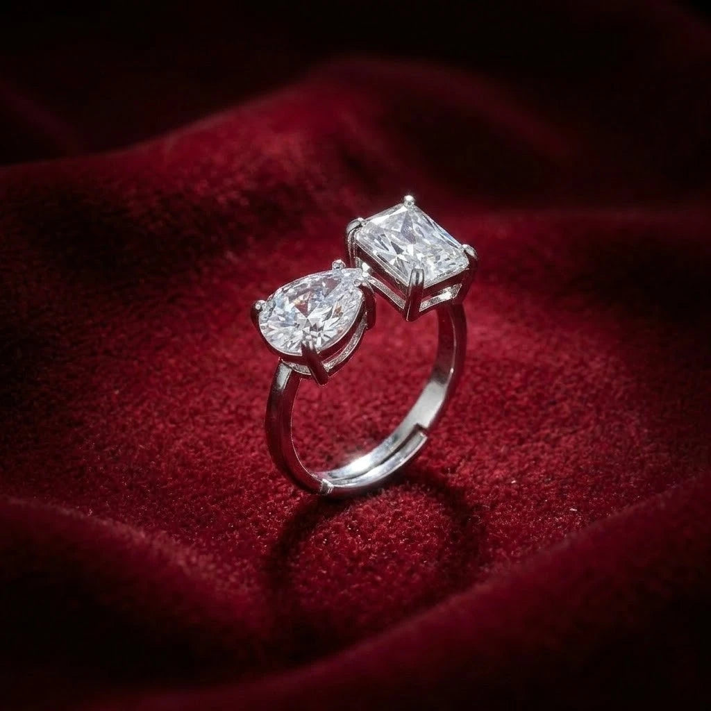 Pear Cut & Radiant Cut Diamond Toi et Moi Open Ring for Women