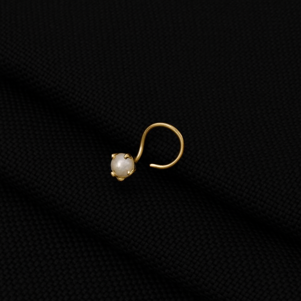 (13 Pcs ₹999 combo) Pearl Glow Gold Polish Silver Nose Pin