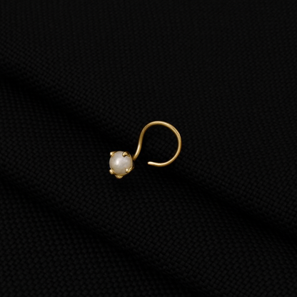 (13 Pcs ₹999 combo) Pearl Glow Gold Polish Silver Nose Pin