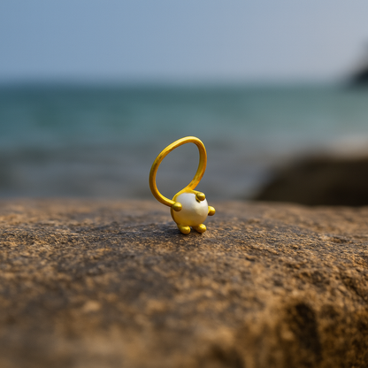 (13 Pcs ₹999 combo) Pearl Glow Gold Polish Silver Nose Pin