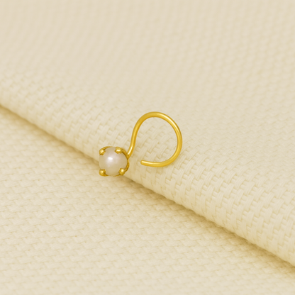 (13 Pcs ₹999 combo) Pearl Glow Gold Polish Silver Nose Pin