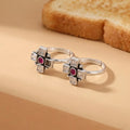 Pink Charming Stone Silver Toe Rings