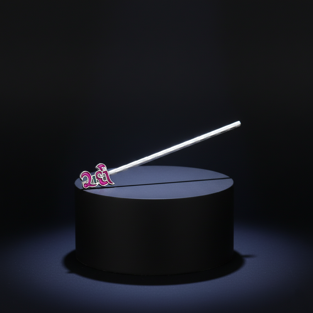 Pink Enamel “Radha” Silver Flute Devotional Krishna