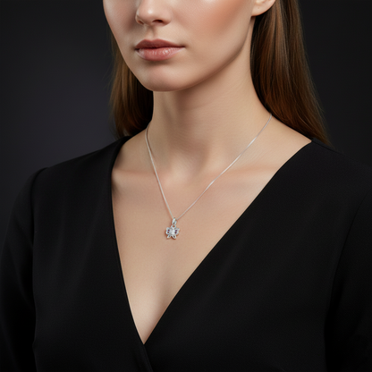 Pink Stone Butterfly Silver Pendant