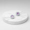 Pink & White Stone Halo Earrings in Silver