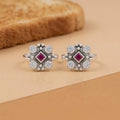 Pink & White Stone Silver Toe Ring for Women