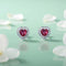 Pink and White Stone Heart Silver Earrings