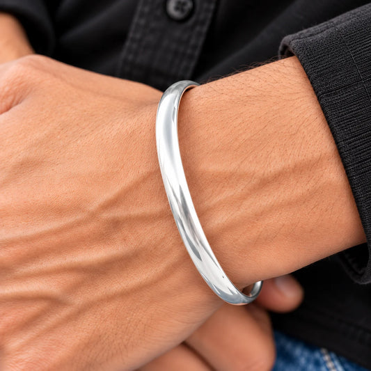 Plain Design Silver Kada For Boys