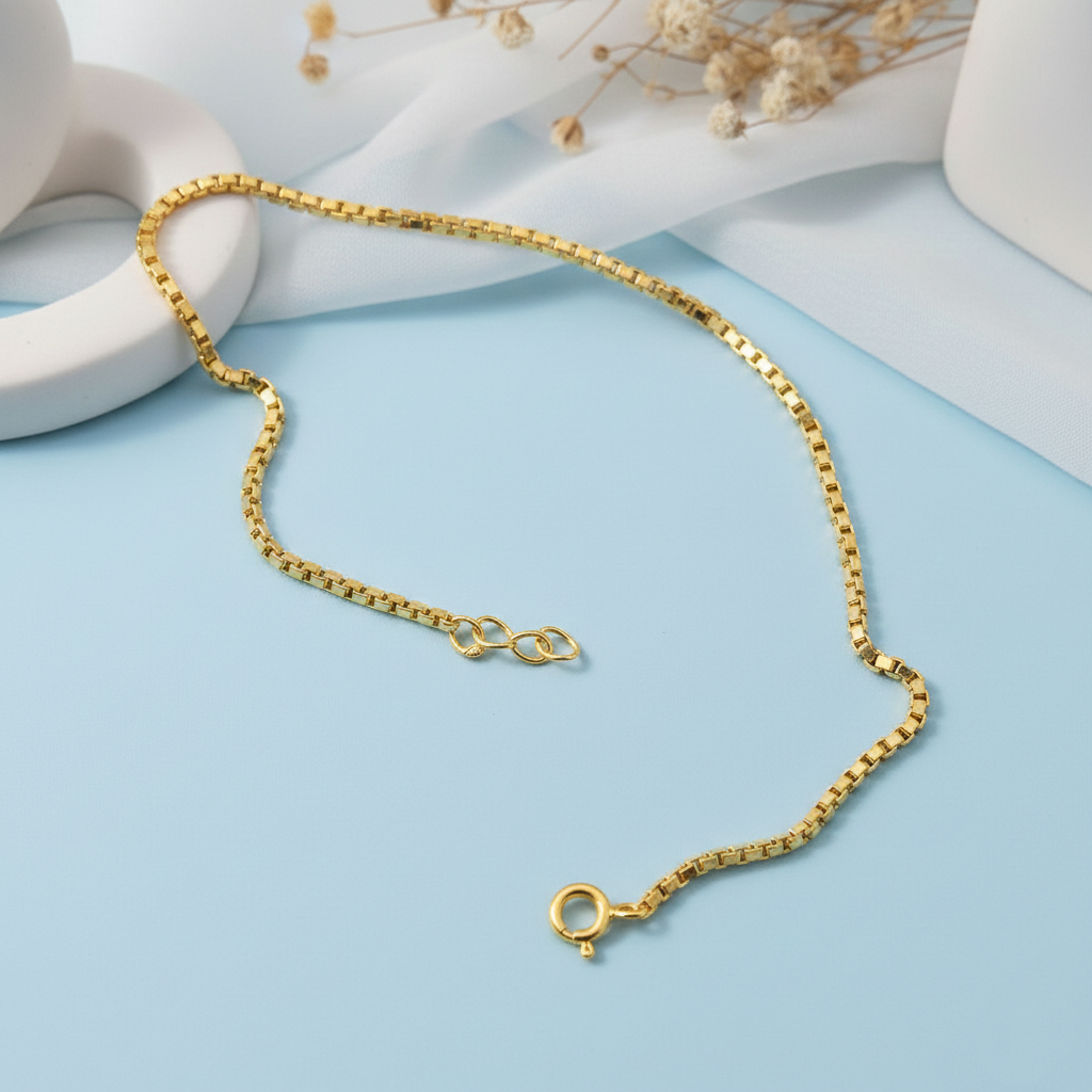 Premium Box Link Bracelet Pure Silver & Gold Polished Finish