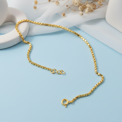 Premium Box Link Bracelet Pure Silver & Gold Polished Finish