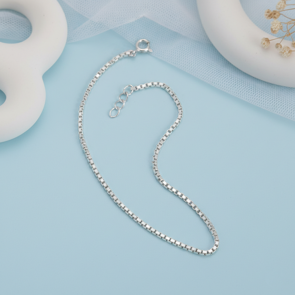 Premium Box Link Bracelet Pure Silver & Gold Polished Finish