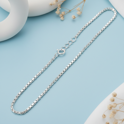 Premium Box Link Bracelet Pure Silver & Gold Polished Finish