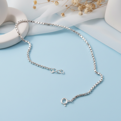 Premium Box Link Bracelet Pure Silver & Gold Polished Finish