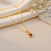 Premium Heart-Shaped Stone Gold Polish Silver Pendent Necklace