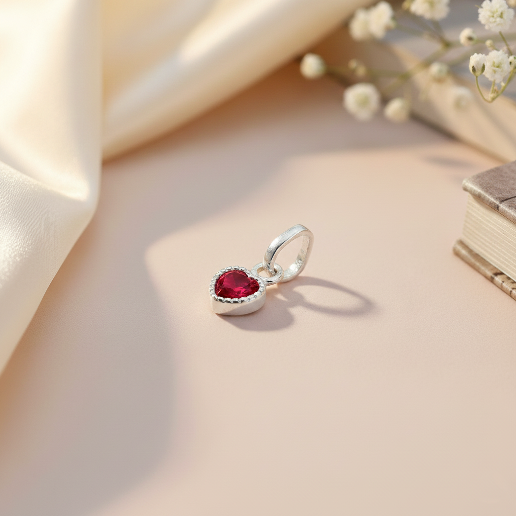 Premium Heart-Shaped Stone Silver Pendent Necklace