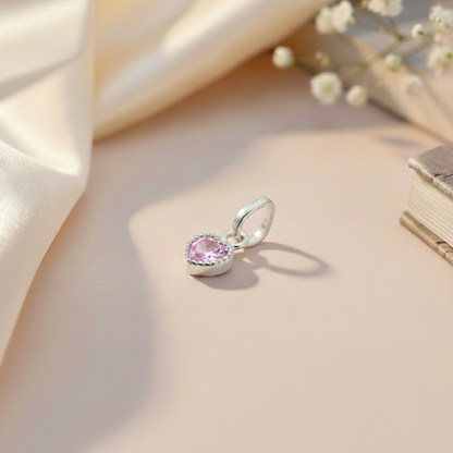 Premium Heart-Shaped Stone Silver Pendent Necklace