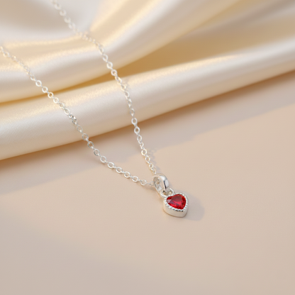 Premium Heart-Shaped Stone Silver Pendent Necklace