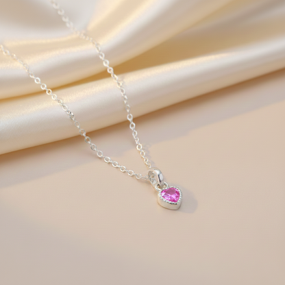 Premium Heart-Shaped Stone Silver Pendent Necklace