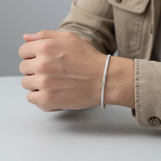 Premium Plain Silver Bracelet for Boys