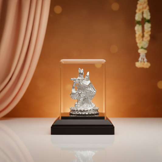 Premium Silver Plated Radha Krishna Idol for Gifting