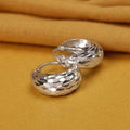 Premium Textured Silver Hoop Earrings