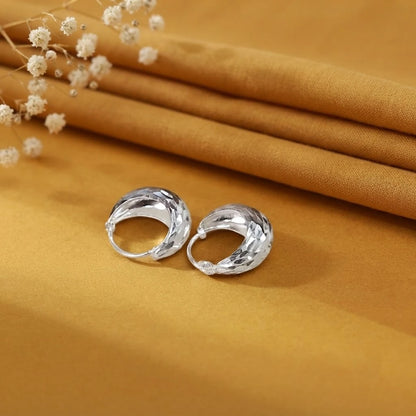 Premium Textured Silver Hoop Earrings