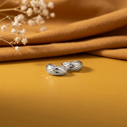 Premium Textured Silver Hoop Earrings