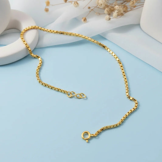 Premium Box Link Bracelet Pure Silver & Gold Polished Finish for Women
