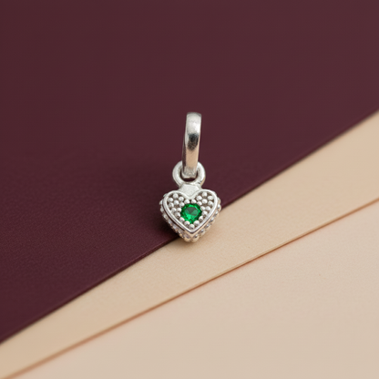 Premium Crafted Silver Heart Pendant Blue Stone Detail