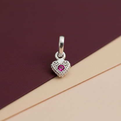 Premium Crafted Silver Heart Pendant Blue Stone Detail