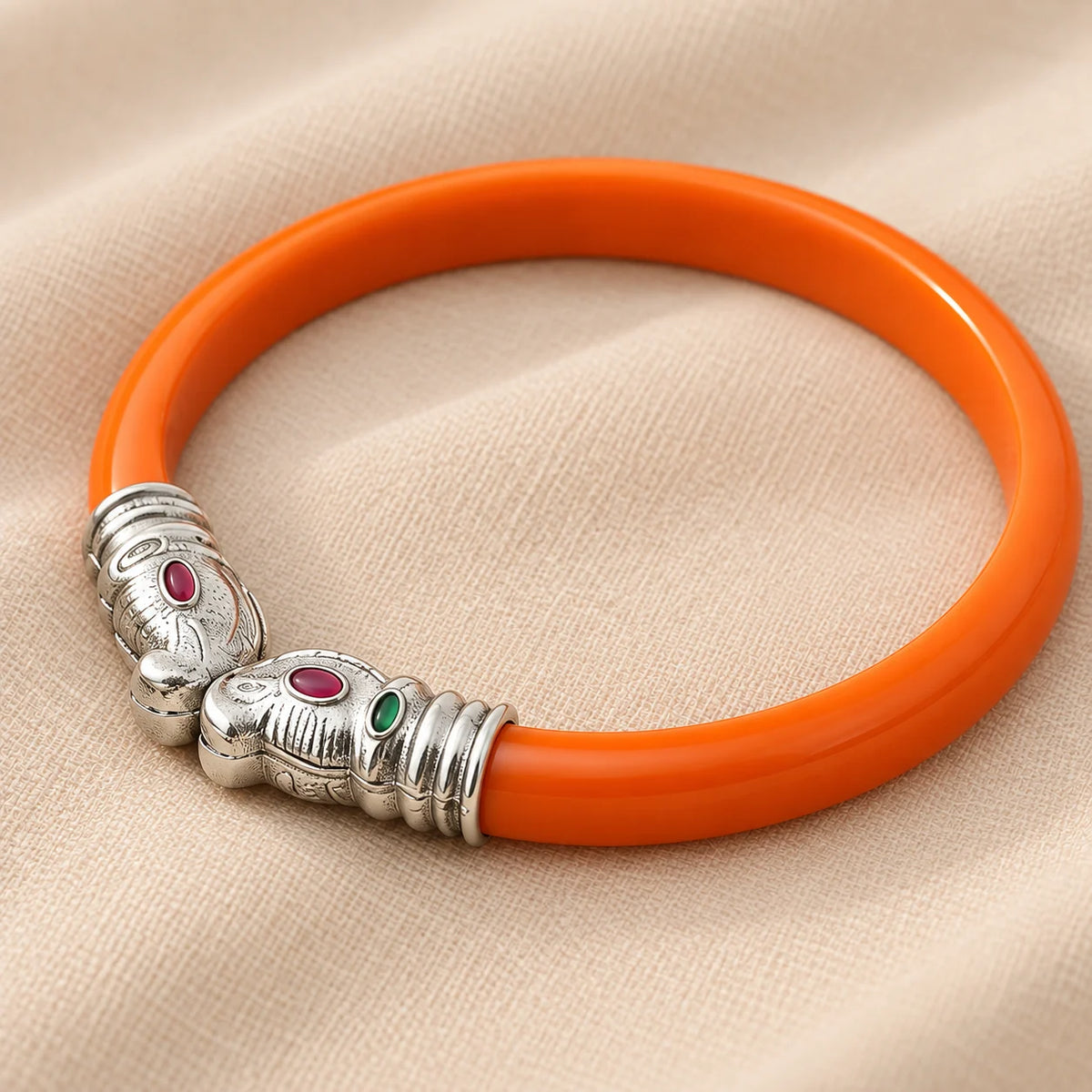 Premium Gajmukh Silver Bangles Multi-Color Edition
