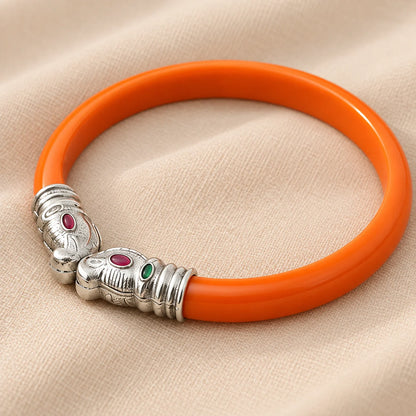Premium Gajmukh Silver Bangles Multi-Color Edition