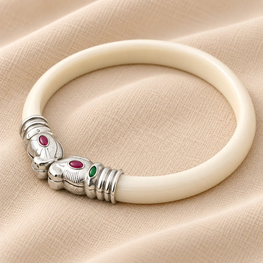 Premium Gajmukh Silver Bangles Multi-Color Edition