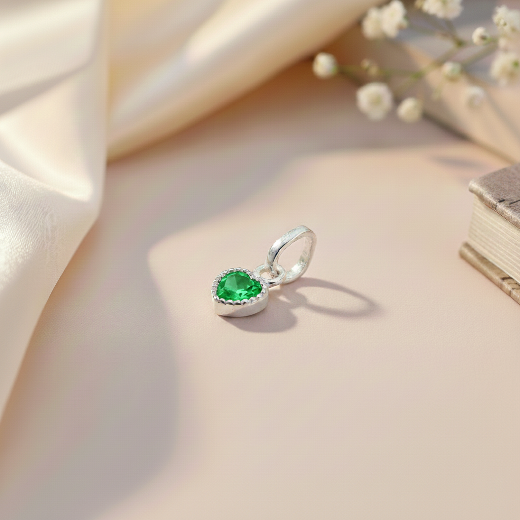 Premium Heart-Shaped Stone Silver Pendent Necklace