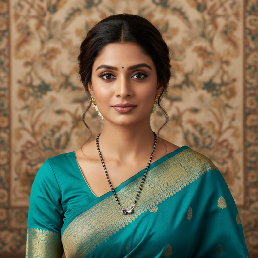 Premium Ruby and White Stone Silver Mangalsutra