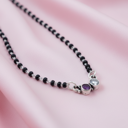 Premium Ruby and White Stone Silver Mangalsutra