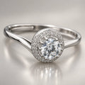 Premium Silver Adjustable Halo Solitaire Ring for Women
