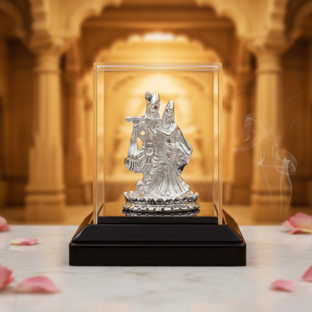 Premium Silver Plated Radha Krishna Idol for Gifting