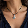 Pure Silver Butterfly Pendant with Blue Stone Detailing