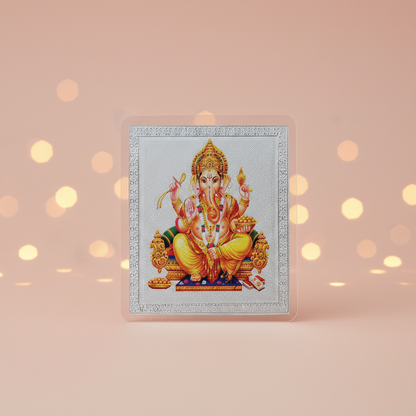 Pure Silver Plated Ganpati Yantra Attract Wealth, Prosperity & Abundance