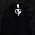 Pure Silver Heart Love Pendant with Pink and White Stone Detailing