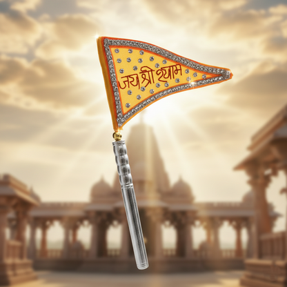 Pure Silver Jai Shree Shyam Baba Nishaan Flag Dhwaja For Worship