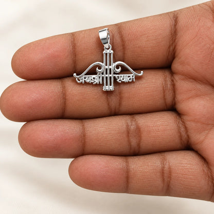Pure Silver Jai Shree Shyam Pendant with Elegant Engraved Detailing